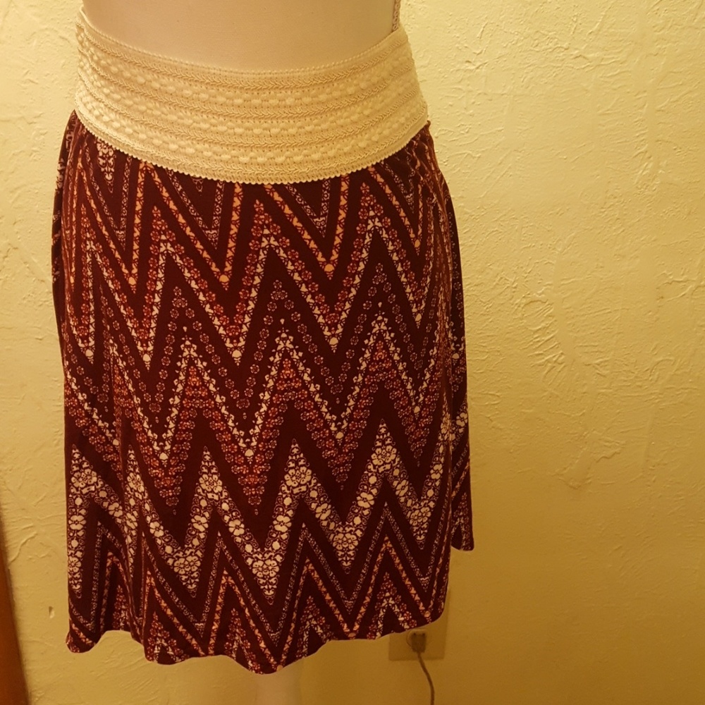 Maroon Skirt with Floral Design